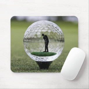 Glasgolfball mit Golf Player innen, Mousepad