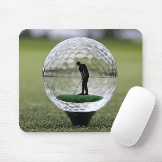 Glasgolfball mit Golf Player innen, Mousepad (Mit Mouse)