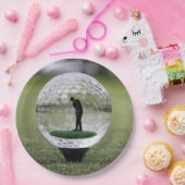 Glasgolfball mit Golf Player innen, Pappteller (Party)