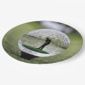 Glasgolfball mit Golf Player innen, Pappteller (Schrägansicht)