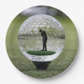 Glasgolfball mit Golf Player innen, Pappteller (Vorderseite)
