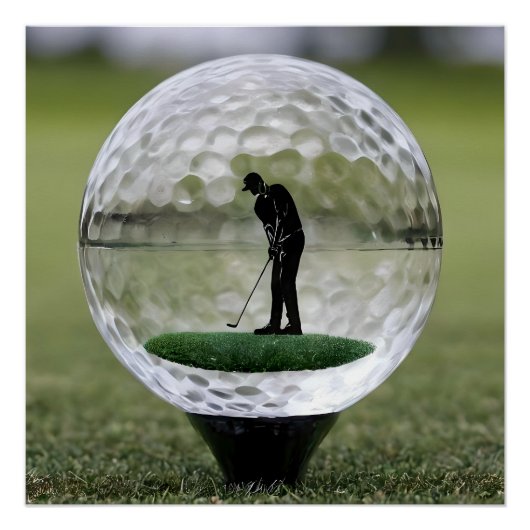 Glasgolfball mit Golf Player innen, Poster (Vorderseite)