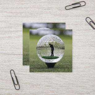 Glasgolfball mit Golf Player innen, Quadratische Visitenkarte