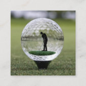 Glasgolfball mit Golf Player innen, Quadratische Visitenkarte (Vorderseite)