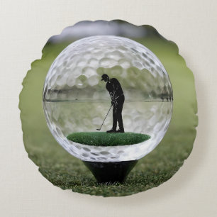 Glasgolfball mit Golf Player innen, Rundes Kissen