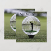Glasgolfball mit Golf Player innen, Save The Date (Vorne/Hinten)