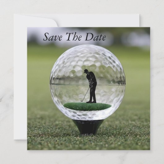 Glasgolfball mit Golf Player innen, Save The Date (Vorderseite)