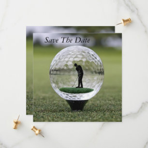 Glasgolfball mit Golf Player innen, Save The Date
