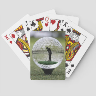 Glasgolfball mit Golf Player innen, Spielkarten