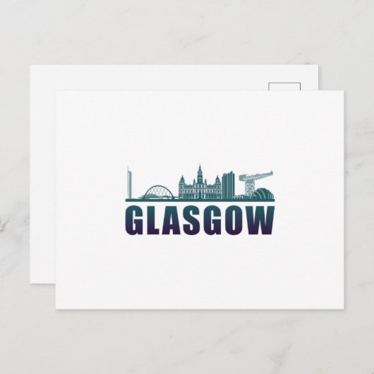 Glasgow City Cityscape Skyline Funny Gift Idee Postkarte (Vorne/Hinten)