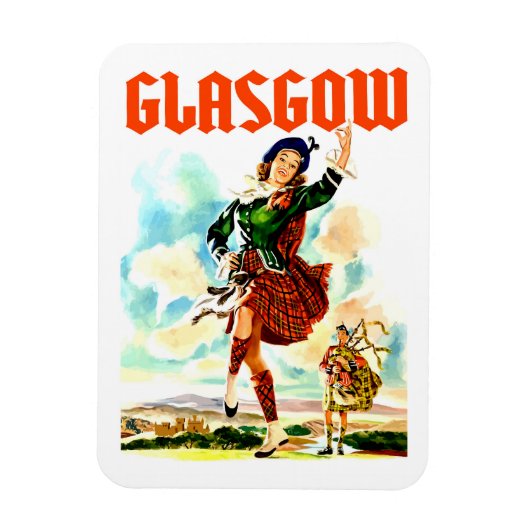 Glasgow, Frau in Kilt, Magnet (Vertikal)