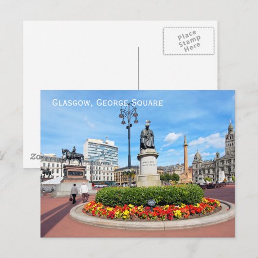 Glasgow, George Square, Schottland Postkarte (Vorne/Hinten)