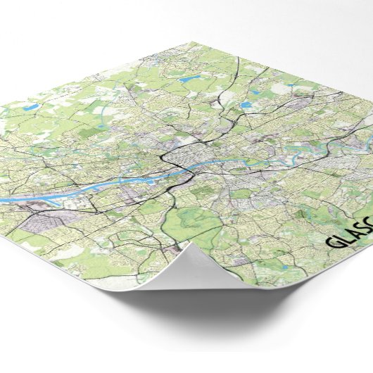 Glasgow-Karte Poster (Ecke)