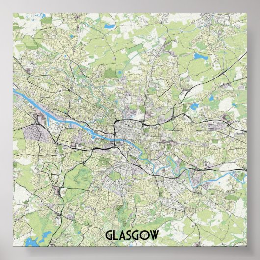 Glasgow-Karte Poster (Vorne)