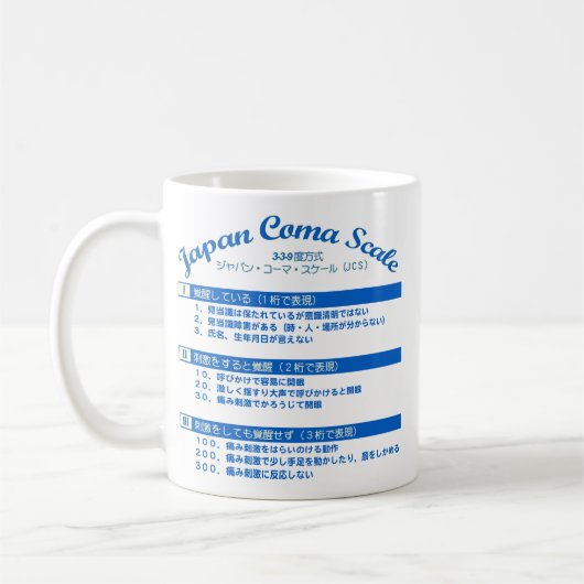Glasgow-Koma-Skala- u. Japan-Komaskala Kaffeetasse (Links)