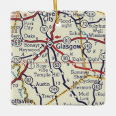 Glasgow KY Vintag Map Keramikornament (Vorderseite)