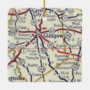 Glasgow KY Vintage Karte Keramikornament