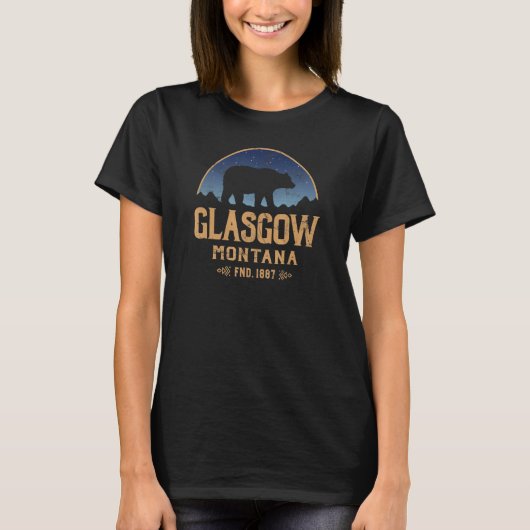Glasgow Montana MT Big Sky Country Bear & Mountain T-Shirt (Vorderseite)