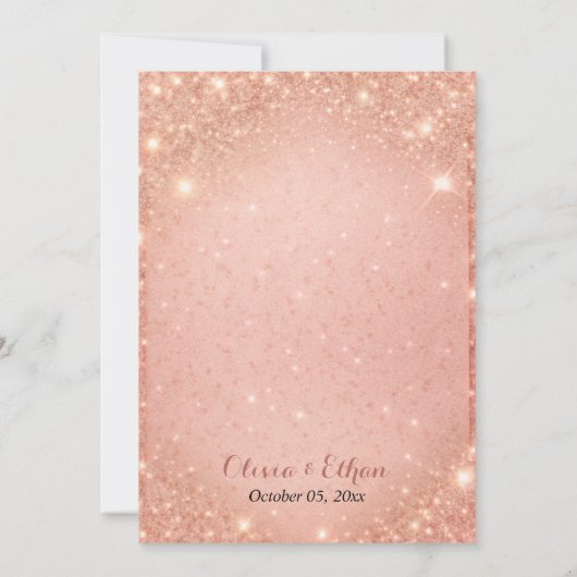 Glasgow-Rose Gold Glitzer Goldrahmen Hochzeit Einladung (Rückseite)