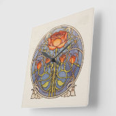 Glasgow-Rose Quadratische Wanduhr (Winkel)