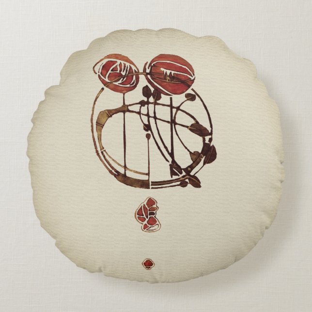 Glasgow Rose Rundes Kissen (Vorderseite)