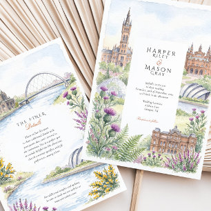 Glasgow Schottland Distel Kelvingrove Hochzeit Einladung