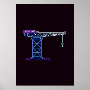 Glasgow Schottland Finnieston Kran Neon Kunst  Poster