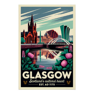 Glasgow Schottland Retro-Reiseposter-Kunst Poster