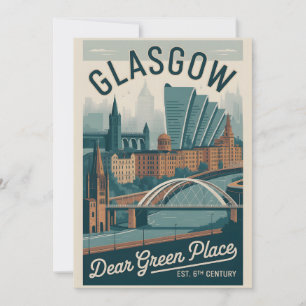 Glasgow Schottland Retro-Stil Stadtansicht Reise Feiertagskarte