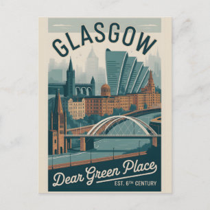 Glasgow Schottland Retro-Stil Stadtansicht Reise Postkarte
