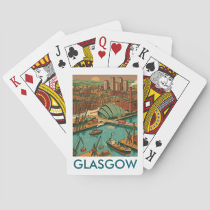 Glasgow Schottland Vintage Reiseillustration Spielkarten
