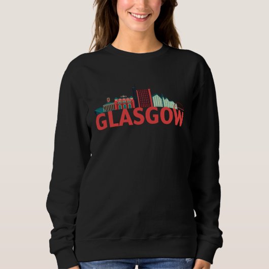 Glasgow Scotland GB UK Skyline Silhouette Outline Sweatshirt (Vorderseite)
