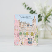 Glasgow Scotland Gouache Paint Illustration Travel Postkarte (Stehend Vorderseite)