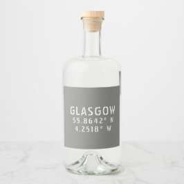 Glasgow Scotland Latitude & Longitude Alkoholflaschenetikett