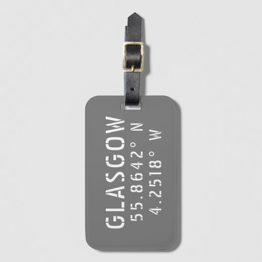 Glasgow Scotland Latitude & Longitude Gepäckanhänger (Vorderseite Vertikal)