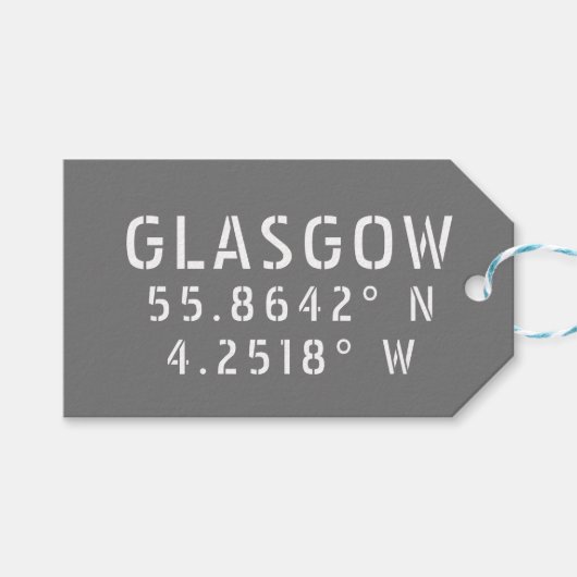 Glasgow Scotland Latitude & Longitude Geschenkanhänger (Vorderseite (Horizontal))