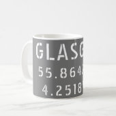 Glasgow Scotland Latitude & Longitude Kaffeetasse (Vorderseite Links)