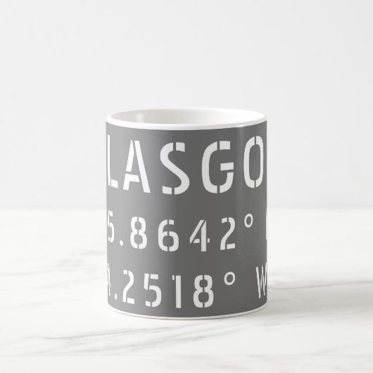 Glasgow Scotland Latitude & Longitude Kaffeetasse (Mittel)