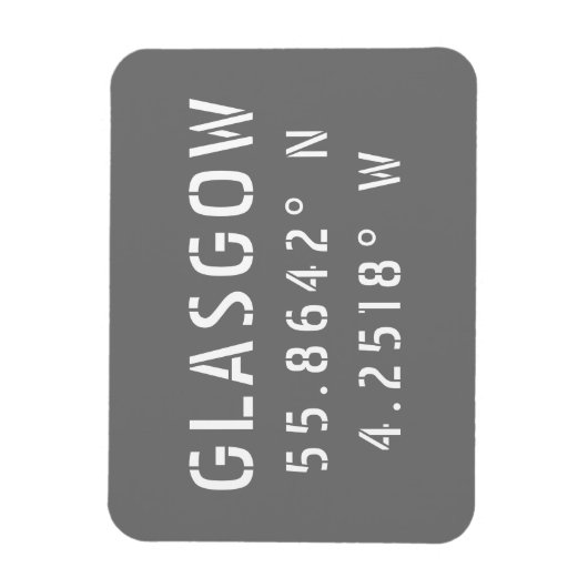 Glasgow Scotland Latitude & Longitude Magnet (Vertikal)