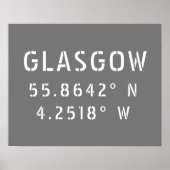 Glasgow Scotland Latitude & Longitude Poster (Vorne)