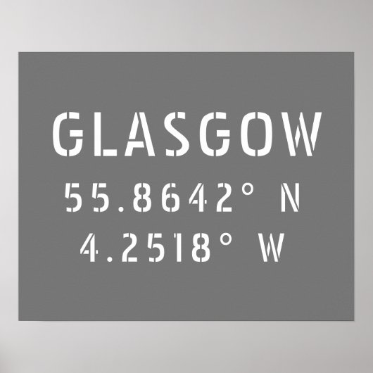 Glasgow Scotland Latitude & Longitude Poster (Vorne)