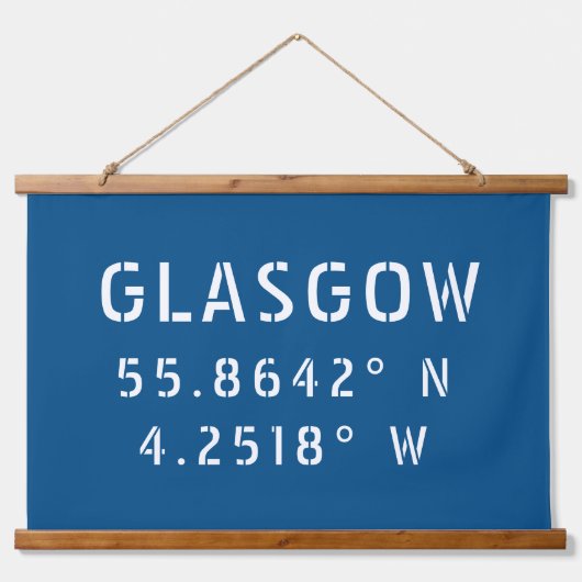 Glasgow Scotland Latitude & Longitude Wandteppich Mit Holzrahmen (Vorne)