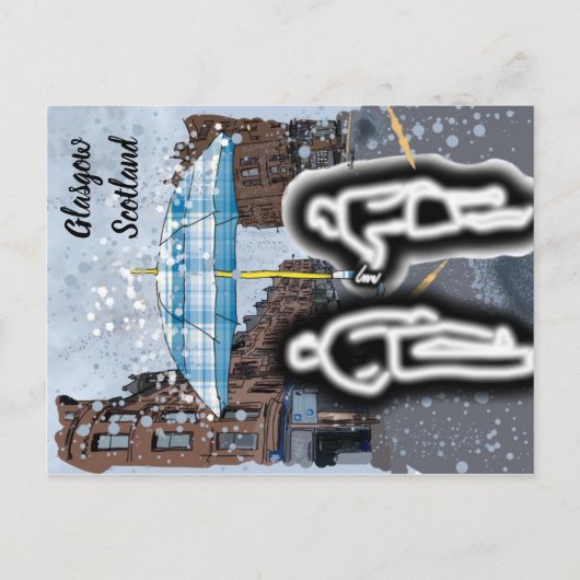 Glasgow Scotland regnerische Postkarte (Vorderseite)