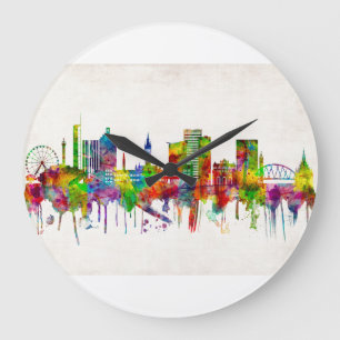 Glasgow Scotland Skyline Große Wanduhr