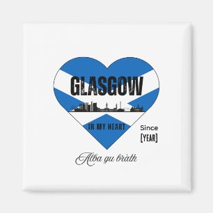 Glasgow Scotland Skyline Heart - Seit [Jahr] Magnet