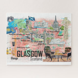 Glasgow Scotland Travel Map Puzzle