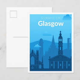 Glasgow Scotland UK Vintage Travel Illustration Postkarte