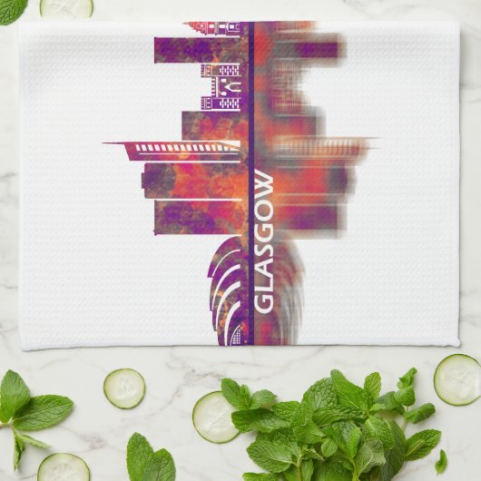 Glasgow Skyline Geschirrtuch (Gefaltet)