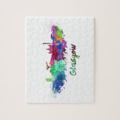 Glasgow-Skyline in Aquarellfarbe Puzzle (Vertikal)