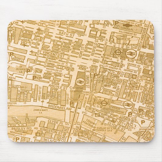 Glasgow-Stadt-Karte Mousepad (Vorne)
